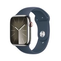 Apple Watch Series 9/ Gps/ Cellular/ 45 mm/ Stalowa koperta Srebrny/ Pasek sportowy Storm Blue S/M