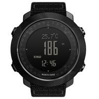 Digitale Sportuhr fuer Herren mit Hoehenmesser-Barometer Kompass World Time 50M Wasserdichte Pedometer-Armbanduhr