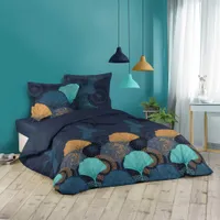 3tlg. Wende Bettwäsche 240x220 Baumwolle Übergröße Bettdecke Bettbezug blau