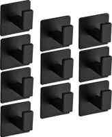 10 Stück Edelstahl Selbstklebend Handtuchhaken, Bademantelhaken Haken Wandhaken Bad und Küche Handtuchhalter Kleiderhaken Ohne Bohren, Schwarz