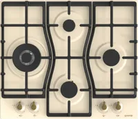 Gorenje GW6D42CLI, Béžová, Vstavaný, 60 cm, Plynový, Liatina, 4 zone(s)