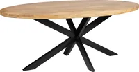 Zita Home Esstisch 190cm ovale echtes Massivholz mit Metallgestell