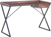 BELIANI Biurko domowe ciemne drewno z czarnym 120 x 54 cm metalowa rama z szufladą