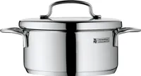 WMF mini rondel mały 12cm, pokrywka metalowa, rondel 0,7l, stal nierdzewna Cromargan polerowana, indukcja, możliwość sztaplowania, idealny do małych porcji lub gospodarstw jednoosobowych