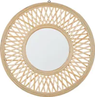 BELIANI Lustro ścienne jasne drewno bambus okrągłe 60 cm ręcznie wykonane geometryczny wzór boho rustykalne