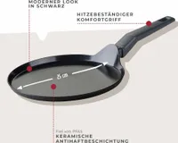 Fackelmann Crepepfanne 25cm Statement  Keramik beschichtete flache Pfanne - Recyceltes Aluminium mit Antihaft-Beschichtung  Für alle Herdarten inklusive Induktion, 3 Jahre Garantie, -frei