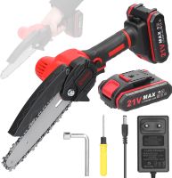 Kettensäge Akku 6 Zoll 21V Elektro-Kettensäge Tragbare Handgeführte Elektrokettensäge mit 2 x Batterie + Ladegerät, Bürstenmotor für Gartenarbeit Baumbeschneidung Holzschneiden, rot Kettensäge Akku 6 Zoll 21V Elektro-Kettensäge Tragbare Handgeführte Elektrokettensäge mit 2 x Batterie + Ladegerät, Bürstenmotor für Gartenarbeit Baumbeschneidung Holzschneiden, rot