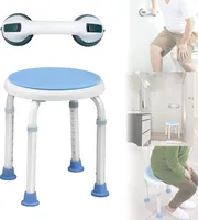 ACXIN Sprchová stolička s rukoväťou, výškovo nastaviteľná sprchová stolička, 360° otočná podporná stolička pre protišmykovú sprchu, 37-53 cm