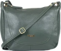 Sella Handtasche aus hochwertigem italienischem Leder mit drei Fächern, verstellbarem Schulterriemen, goldenen Beschlägen Grün