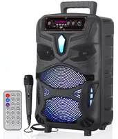 Tragbarer Lautsprecher, Bluetooth 5.0 Karaoke-Lautsprecher mit Mikrofon und 9 Lichteffekte, Bluetooth Musikbox, 8” Subwoofer