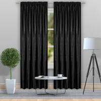 Verdunkelung Vorhang Velour Samt Velvet Blickdicht Schlaufenband Tunneldurchzug 140 x270 cm - Schwarz