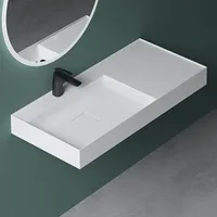 Mai & Mai Waschbecken matt Weiß Aufsatzwaschbecken Hänge-Waschtisch inkl. Ablaufgarnitur Mineralguss Rechteckig Waschplatz Breite: 100cm Colossum630