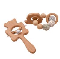 61 Stücke Baby Kinder Beißring aus Holz mit DIY Perlen Zahnen Spielzeug 