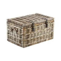 Kobolo truhlica s košom truhlica na sedenie truhlica - ratan - sivá - s úložným priestorom - 70x45x40 cm - úložný box na hračky posteľ truhlica stolička s držadlami
