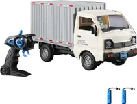 Ferngesteuerter LKW, 2,4 GHz, 1/16, ferngesteuertes Transportauto, Spruehfahrzeug, in mehrere Richtungen fahrendes ferngesteuertes Auto, brillantes Licht, Spruehfunktion, Heckabteil, Transport von Waren, 2 Batterien