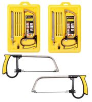 2er Set Hand Bügelsäge Set für Holz & Metall | multifunktions Handsäge für Camping & Outdoor | 7 in 1 Mehrzweck Drahtsäge | Kappsägen mit 6x Sägeblatt für Metall, Glas, Fliesen & Holz | Laubsäge