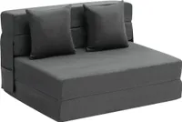 Schlafsofa Klappsofa 3 in 1 Faltbare Couch mit 2 Kissen Dunkelgrau TWIN XL