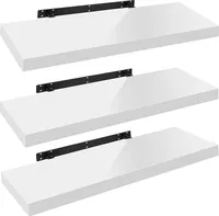 WOLTU 3er-Set Wandregal, Schweberegal, Holz Board, weiß, 120x22.9x3.8cm