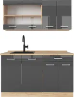Jednolôžková kuchyňa Vicco R-Line, 140 cm bez pracovnej dosky, antracit vysoký lesk/dub Goldkraft