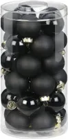 Weihnachtskugeln Glas 4cm, 30 Stück, Farbe:schwarz opal / matt
