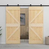 vidaXL Posuvné dvere s kovaním 100x210 cm z masívneho borovicového dreva