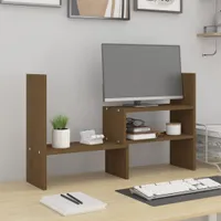 vidaXL Stojan na monitor Honey Brown (39-72)x17x43 cm Masívne borovicové drevo