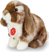 Teddy Hermann 93724 Hase Widder-Kaninchen sitzend Dunkelbraun/weiß gescheckt 20 cm, Kuscheltier, Plüschtier mit recycelter Füllung