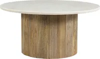 Brix - Couchtisch Round Nova - Mangoholz Marmor - 70x70x36 - Weiß