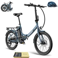 E-Bike klapprad Pannensichere Reifen 20 Zoll Rostfreie Aluminiumlegierung bis zu 110 - 130 km Wasserdicht IPX4 Pedelec 7 Gang, Blau