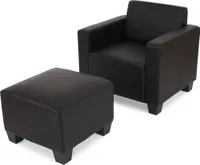 Modulárne kreslo lounge chair s otomanom Lyon, Imitácia kože ~ čierna