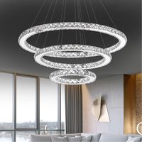SAILUN 72W LED Kristall Design Hängelampe Drei Ringe Deckenlampe Pendelleuchte Kreative Kronleuchter Warmweiß Lüster Φ: 20cm+40cm+60cm 72W Warmweiß 