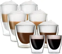 DUOS® Latte Macchiato Gläser Set (2x4 Größen) Doppelwandige Gläser Latte Macchiato, Doppelwandige Kaffeegläser, Teegläser, Cappuccino Gläser, Eiskaffee Gläser Thermogläser doppelwandig Espressotassen