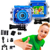 EXTRALINK Digitalkamera 12 MP, 1080p, 30 fps, wasserdichte Kamera für Kinder, IP68, robustes Gehäuse, 2-Zoll-Bildhalter, Digitalkamera für Kinder, Speicherkartenkapazität bis zu 32 GB, blau