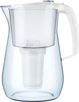 AQUAPHOR Wasserfilter Provence weiß inkl. 1 A5 Filterkartusche - Premium-Wasserfilter in Glasoptik zur Reduzierung von Kalk, Chlor & weiteren Stoffen