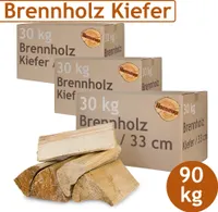 Borovice Palivové dřevo Palivové dřevo 90 kg Pro kamna a krb Ohnivá mísa Grilovací polena Palivové dřevo Dřevo 33 cm sušené v peci Flameup