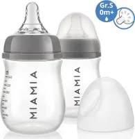 MiaMia PP-Flasche 2er Pack 140 ml + Silikon-Trinksauger OneSize