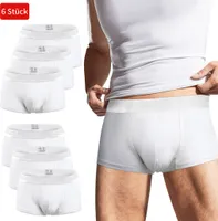 6 er Pack Boxershorts Herren Seamless Unterhose, Atmungsaktive Unterwäsche Tragekomfort Retroshorts, ideale Passform für Jeden Tag-Weiß/XXL