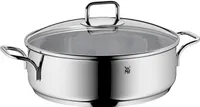 WMF Bräter mit Deckel backofengeeignet, 5l, Schmorpfanne 28 cm hoher Rand, Schmortopf Induktion, Cromargan Edelstahl, Glasdeckel, unbeschichtet