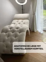Handgefertigte Sessel - Relaxliege mit verstellbarem Kopfteil, 175x70x65, Velvet Ergonomisch Chaiselongue (Sofa, Liege), Holzrahmen, 50 crème