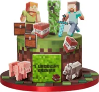 Sweetfanaberia | Sada dekorací na dorty MINECRAFT - 25 kusů - Ruční výroba - Jedlé dekorace