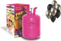 Helium sada HELIUM + SADA LATEXOVÝCH BALÓNKŮ - chromovaná prosecco,černá 7 ks - 30 cm