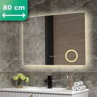 Mirlux Badezimmerspiegel mit LED Beleuchtung - Wandspiegel Rund - Anti-Kondensations Duschspiegel - 80x60CM