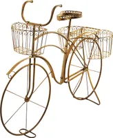 Kobolo Deko-Fahrrad/Pflanzenständer aus Metall Naturrost - Gartendeko Gartendekoration Figuren Pflanzgefäß Gartenfigur Deko für draußen Vorgarten Deco
