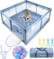 XMTECH Laufstall Baby 130x130cm Laufgitter Baby Laufstall für Kleinkinder Rutschfester Absperrgitter Sicherheitsspielplatz mit Reißverschlusstür, Grau