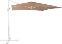 BELIANI Parasol ogrodowy beżowy na wysięgniku 250 x 250 cm podwieszany biała aluminiowa rama