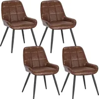 WOLTU 4er-Set Esszimmerstühle Polsterstuhl Kunstleder Akzentstuhl mit Rückenlehne : Braun Farbe: Braun