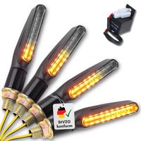 Binego® 4x LED Blinker Motorrad E Geprüft mit Lauflicht LED + Blinkerrelais | Universelle Mini Blinker Moped Zubehör | StVZO konform