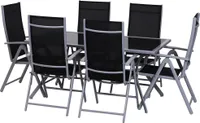 Outsunny Gartenmöbel-Set - 7 Stück - Aluminium - Schwarz - (Tisch) 160 l x 86 b x 72 h cm