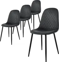 ML-Design 4er Set Esszimmerstuhl mit Rückenlehne, Anthrazit, aus Samt