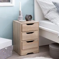 WOHNLING Nachtkonsole WL5.705 31x49x31 cm Sonoma mit 3 Schubladen | Braune Nachtkommode mit Stauraum | Nachttisch Schlicht Modern | Nachtschränkchen Klein | Bettkommode Schlafzimmer